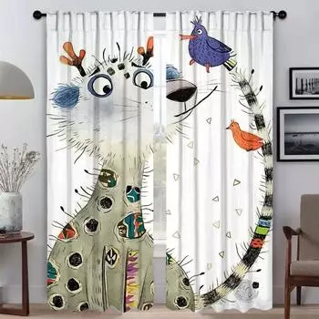 Magical Magic Partition Anti-mosquito Curtains for Camera Halloween Decoration Elegant Room Curtains 2 Pieces Tulle for Bedroom W50xH70cmx2pcs-CL