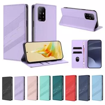 Magnetic Leather Wallet Flip Case for OPPO A1 A2 A5 Pro A15 A36 A38 A52 A53 A54 A57 A58 A60 A74 A79 4G 5G Cover | Classic Design A1 5G розовый