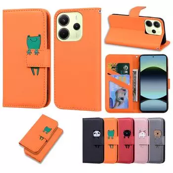 Magnetic Leather Wallet Flip Case for Redmi Note 8 9 9T 10 11 12 13 14 Pro 4G 5G Phone Cover Shockproof Cute Cartoon Design Redmi Note 14 Pro 5G (Global)