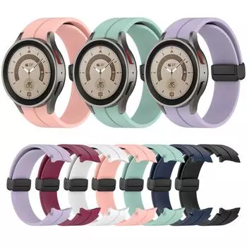 Magnetic Silicone Strap Soft Watch Band Sweatproof Replacement Watchband Wrist Band for Samsung Galaxy Watch Ultra 7 Accessories Black