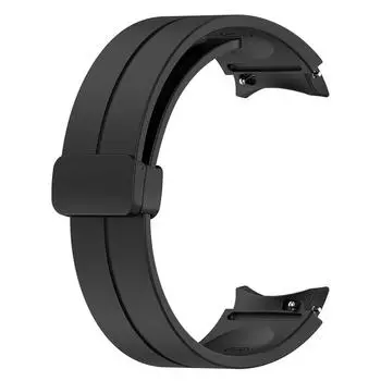 Magnetic Silicone Strap Sport Strap Sweatproof Soft Watch Band Adjustable Replacement Watchband for Samsung Galaxy Watch Ultra 7 Black