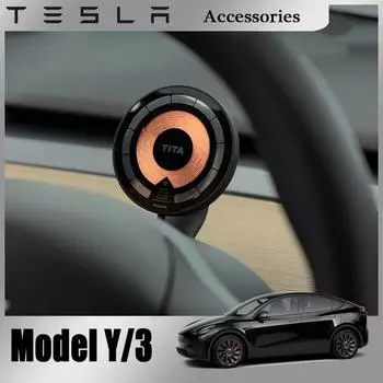 Magnetic Wireless Car Charger Mount Adsorbable Smartphone Holder for Tesla Model 3 Y 2024 Car Phone Holder Mounts Accessoires