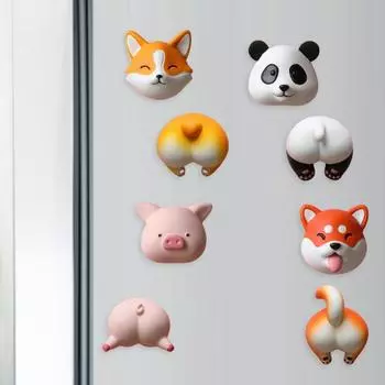 Магнит на холодильник с мультяшными животными и съемной головой, тело, 3D собака, панда, свинья, микроволновая печь, доска D