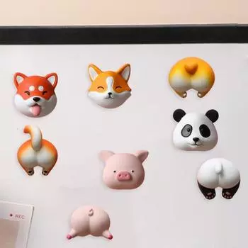 Магнит на холодильник с мультяшными животными и съемной головой, 3D-собака, панда, свинья, микроволновая печь, доска, заметки, фотомагнит на холодильник C