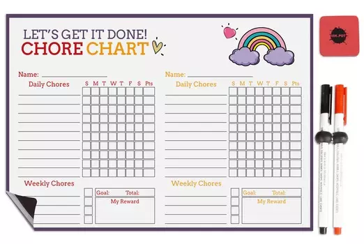 Магнитная доска Inkdotpot Let s Get It Done Chore Chart Chore Chart для холодильника - Сухое стирание Диаграмма поведения для детей 8.5x11 Inches белый