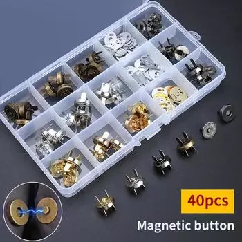 Магнитные кнопки Easy-Attach 14 мм - набор из 40 разноцветных кнопок для шитья и рукоделия, прочные и стильные металлические застежки
