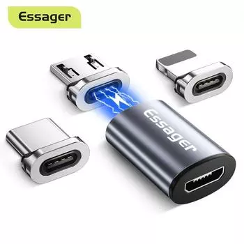 Магнитный адаптер Essager USB Type C для iPhone Samsung USB C «мама» на Micro USB «папа» Магнитный переходник USB-C Type-C Type-C To Micro