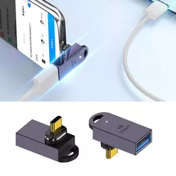 Магнитный адаптер USB C с углом поворота 90 градусов для разъема USB Type C, конвертер передачи данных OTG 10 Гбит/с для телефона 15/15 Pro/15 ProMax