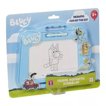 Магнитный блокнот Bluey Travel с 3 ручками и штампами, без беспорядка - синий