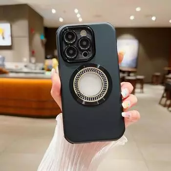 Магнитный чехол для телефона для iPhone 15, 14, 13, 12, 11 Pro Max Plus, женские чехлы для мобильных телефонов, полная защита, роскошная задняя крышка с бриллиантами для девочек For iPhone 13