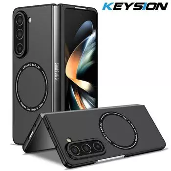 Магнитный чехол KEYSION для Magsafe для Samsung Galaxy Z Fold 5 5G 4 3 PC противоударная задняя крышка телефона для Galaxy Z Fold 3 4 5 5G for Galaxy Z Fold 5 красный