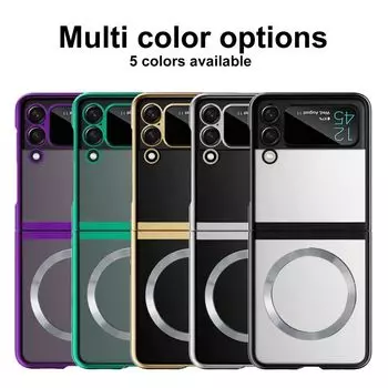 Магнитный чехол с беспроводной зарядкой для Samsung Galaxy Z Flip 4 3, чехол с гальваническим покрытием, прозрачный жесткий чехол Magsafe для Samsung Flip3 Galaxy Z Flip 3 серебряный