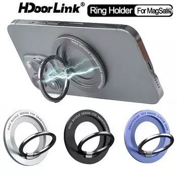 Магнитный кольцевой держатель HdooLink для сотового телефона, совместимый с iPhone 12, 13, 14, 15 серии, для MagSafe, съемная подставка для мобильного телефона no letter синий