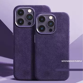 Магнитный кожаный чехол для iPhone 15 Pro Max 14 13 Pro 12, роскошный замшевый чехол для суперкара для Iphone 15pro, защитный чехол Magsafe For Iphone 14 чёрный