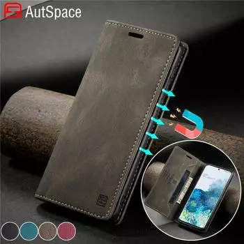 Магнитный кожаный чехол для Samsung Galaxy S24 S23 S22 S21 Ultra S20 FE S10 Plus Note 20 A15 A54 A34 A24 A14 кошелек чехол для карт сумка Samsung Note 20 чёрный