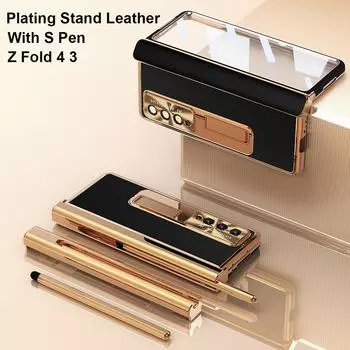Магнитный кожаный чехол с покрытием S Pen для Samsung Galaxy Z Fold 4 5G Kickstand 360, полноэкранный защитный чехол для телефона Z Fold 3 For Galaxy Z Fold 4