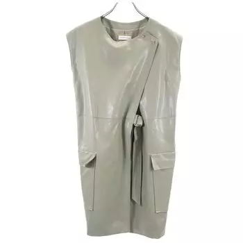MAISON SPECIAL No sleeve Faux leather Jacket FREE Gray Women Used