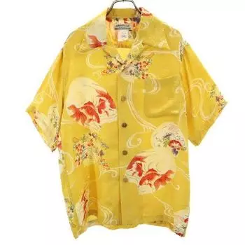 MAKANALEI Goldfish pattern Short sleeve Aloha shirt S Yellow Open collar Men s Used