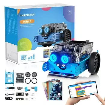 Makeblock mBot2 Программирование робота Кодирование робота для детей Scratch Python Обучение ИИ Робот с поддержкой программирования WiFi IoT Технология ИИ Обучение синий