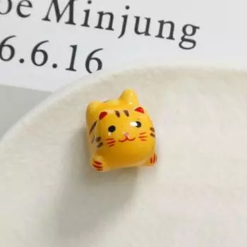 Makeing Bracelet Ceramic Calico Cat Beads Cat Fortune Cat Loose Spacer Beads Jewelry Making Ginger Cat