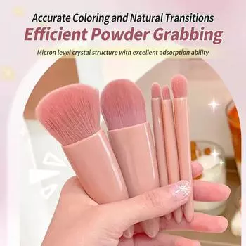 Makeup Brushes Set With Mirror Box Blush Lip Eye Shadow Cosmetic Kit Brushes Tool Beauty Profes Q4T3 pink-5pcs