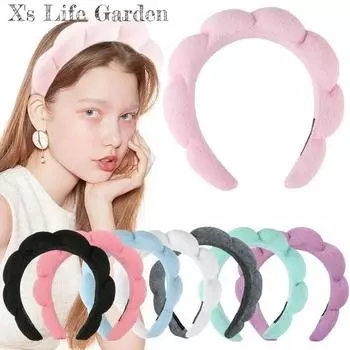 Makeup Headband Puffy Sponge Spa Head bands for Women Girls Washing Face Skincare Yoga Facial Mask Sports Hairbands Headwear чёрный