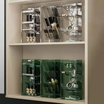 Makeup Shelf and Storage Bathroom Clear Makeup Organizer Cabinet Organizer Vertical Storage Box Jewelry Display Stand Organizer