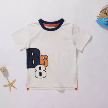 Топ с принтом для мальчиков, синий, 5–6 лет 110