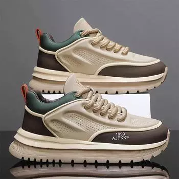 Male Sneakers Men s Sneakers Shoes for Men Sports and Leisure Thick Bottom Soft and Comfortable Skateboard Fashion Round Toe 39 бежевый