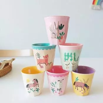 Маленькая чашка для риса, 6 шт., розовая пальма, 1 комплект, популярные корейские товары для родителей