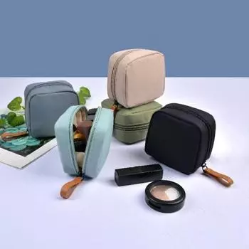 Маленькая косметичка, мини-портативная утолщенная гладкая косметичка на молнии, органайзер для кистей для макияжа, помад серый