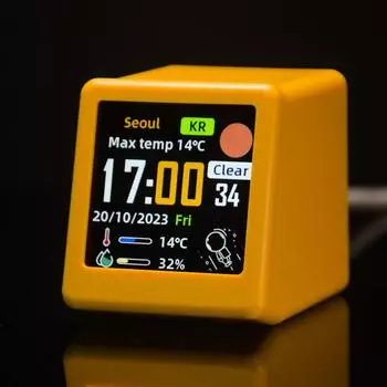 Маленькая портативная умная метеостанция с Wi-Fi, дисплей, погода, температура, влажность, время, будильник, украшение для рабочего стола белый
