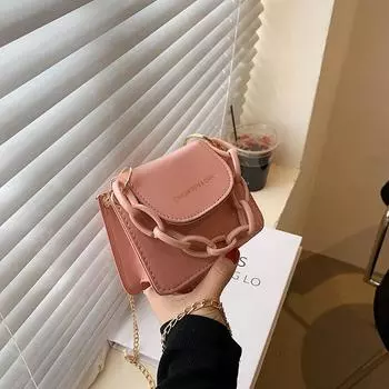 Маленькая женская сумка Tide Chain Square Bag цвета конфет, маленькая квадратная сумка через плечо, красный конверт. белый