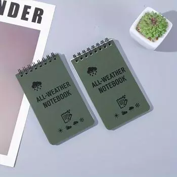 Маленький блокнот на спирали - карманный мини-блокнот размером 3x5 дюймов, водонепроницаемый, всепогодный, 50 листов/100 страниц 1Pc зелёный