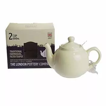 Маленький чайник London Pottery Farmhouse с заварочным устройством, керамика, цвет слоновой кости, 2 чашки (600 мл)
