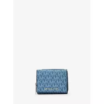 МАЛЕНЬКИЙ КОШЕЛЕК MICHAEL KORS JET SET TRAVEL на молнии MK SIGNATURE 35S4STVZ5B461 ДЕНИМ