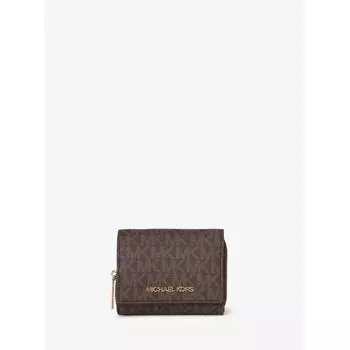 Маленький кошелек на молнии MICHAEL KORS JET SET TRAVEL MK Signature 35H9GTVZ5B200 Коричневый F