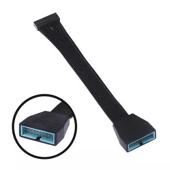 Маленький мини-USB 3.0 19/20-контактный внутренний удлинительный разъем-адаптерный кабель черный плоский проводной кабель для материнской платы 5,9 дюйма/15 см