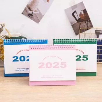 Маленький настольный календарь 2025 года, перекидной настольный календарь, ежемесячный планировщик, органайзер для управления временем для домашнего офиса и школы зелёный