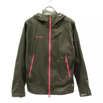 Mammut Logo embroidery Hoodie Nylon jacket S khaki Double Zip Outdoor Women Used