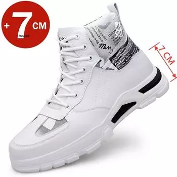Man Boots Elevator Shoes Hidden Heels Cow Leather Fashion Ankle Boots For Male Increase Insole 7CM Height Increasing Shoes Men 37