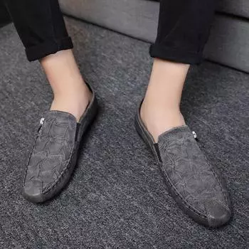 Man Casual Shoe Flat Round Toe Loafers Leather Shoes For Men Pu Cheap Clearance Korean Style Legitimate Social Classic Original 39