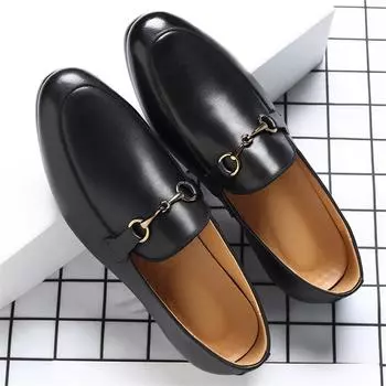 Man Leather Shoes Comfortable Mocassin Man Wedding Shoes Men Loafers Dress Shoes US 4(EUR 37) чёрный