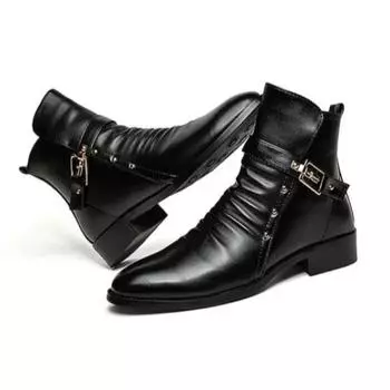 Man Shoes Waterproof Fashion Boots for Men Leather Black Retro New Vintage Sale Low Price In Promotion Casual High Quality Y2k 38