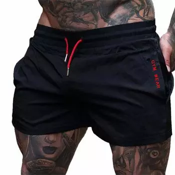 Manatsulife Gym Woven Simple DK17 Men s Shorts, Quick-Drying, Fabric, Two-Pocket, 3/4 Length, Design, (Red, M)