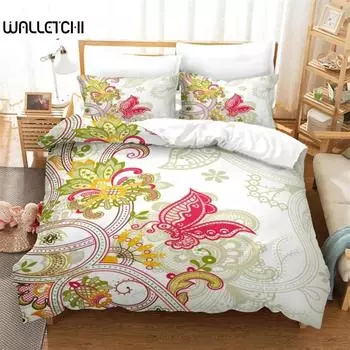 Mandala Duvet Cover Geometric Floral Print Bedding Set Queen Size Bohemian Style Pillowcases For Kids Adults Bedroom Decorative EU Single 135x200cm