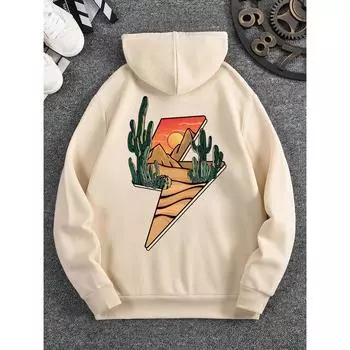 Manfinity Dauomo Men Tropical Print Drawstring Thermal Lined Hoodie S