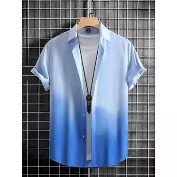 Manfinity Homme Мужская рубашка на пуговицах Ombre без футболки, повседневная рубашка с коротким рукавом для мужа S
