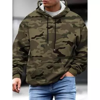 Manfinity Homme Мужская толстовка с капюшоном из 1 предмета с камуфляжным принтом и карманом-кенгуру S