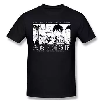 Манга Fire Force Ретро Аниме Футболка Harajuku Плюс Размер Хлопковая футболка с круглым вырезом и коротким рукавом Футболки Harajuku Уличная одежда 2XL
